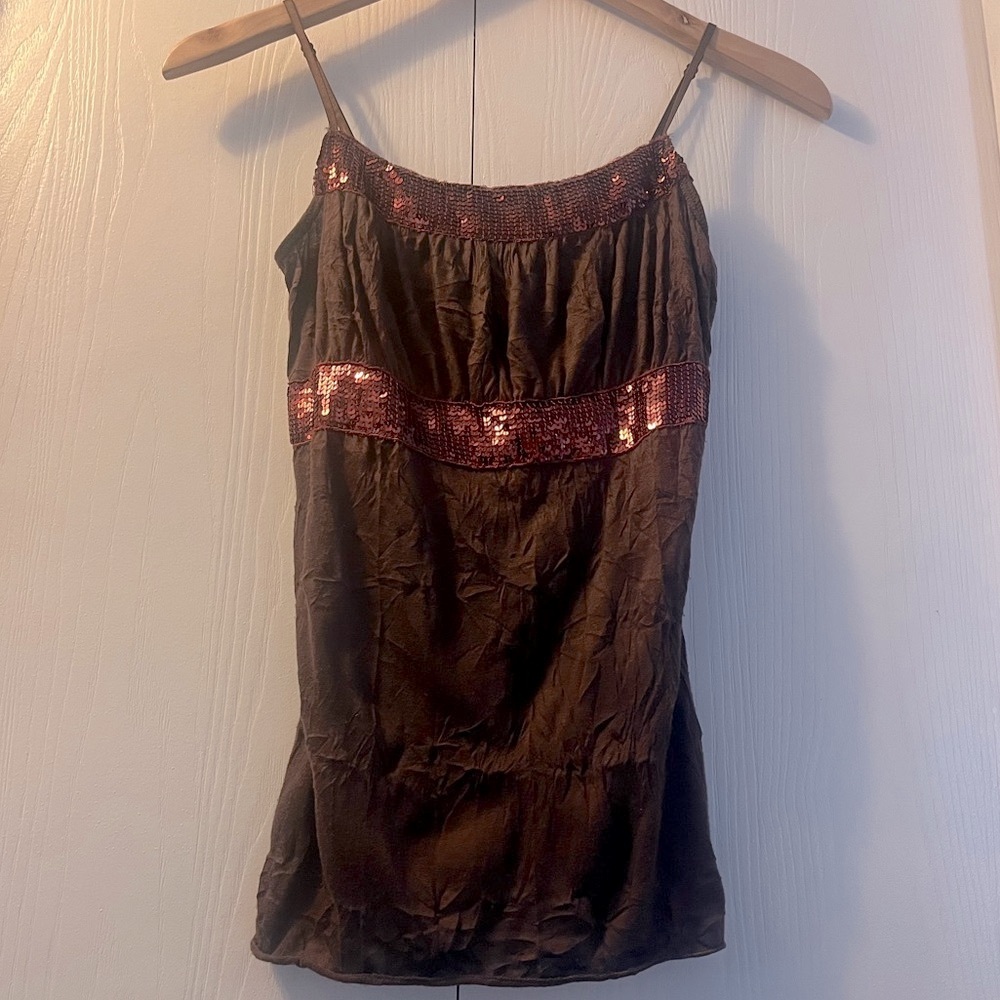 Chic Brown Sequin Camisole
